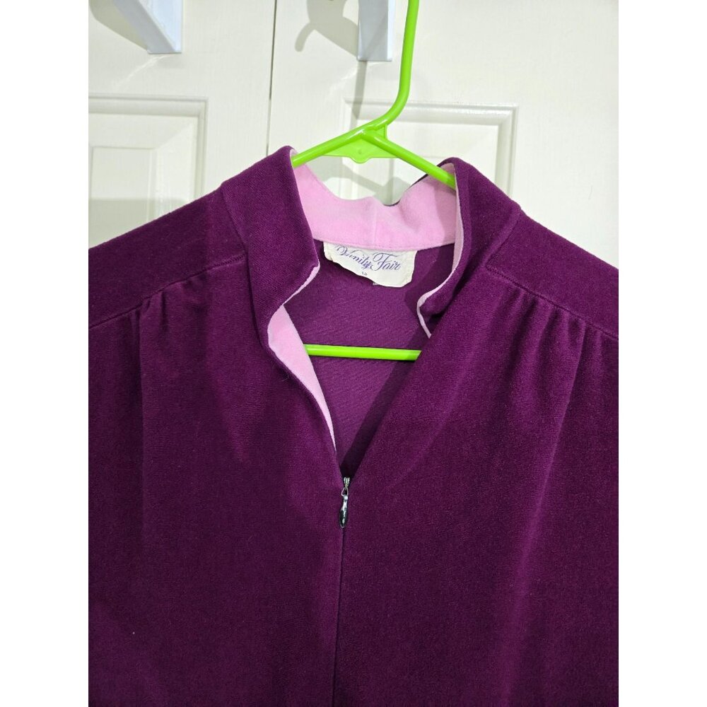 Vintage Vanity Fair Purple Robe With Pink Accents & Zip Front Size 12 Womens Lou